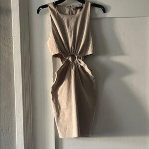 Zara Tan Cut-Out Backless Dress